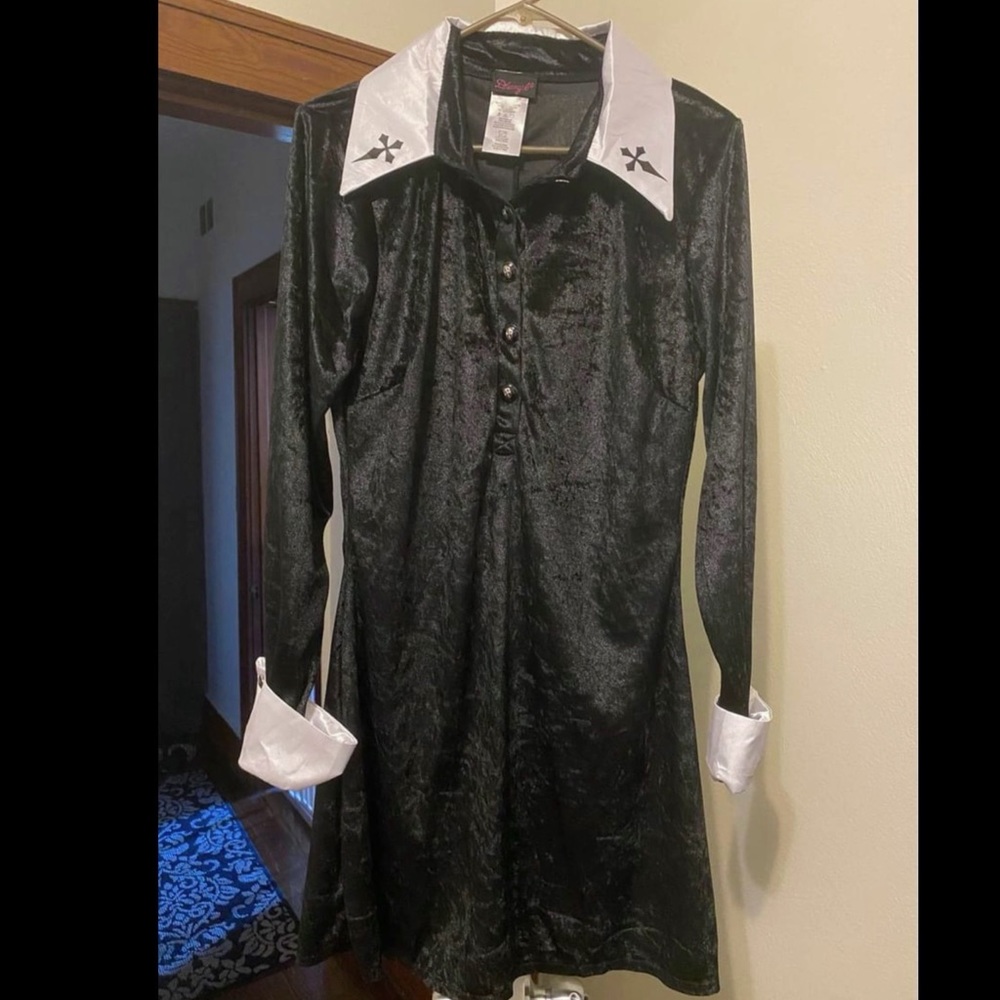 Black Gothic Velvet Dress ; Great for Halloween